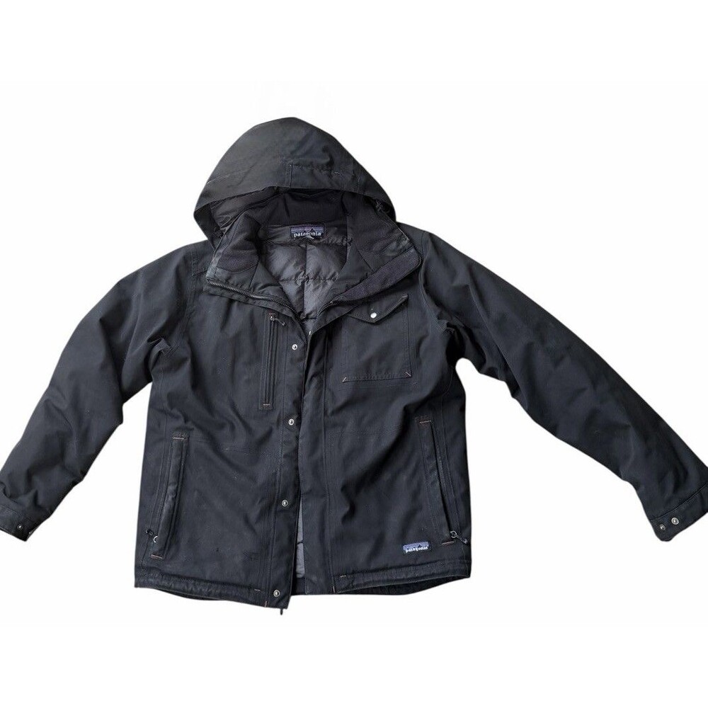 PATAGONIA Thunder Cloud Black Parka Down Pocket Jacket Coat with hood Medium